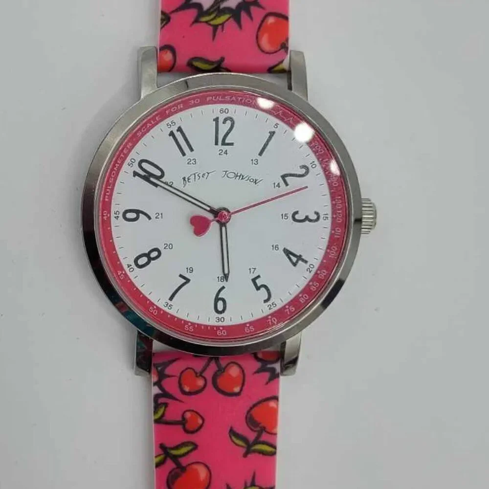 Betsey Johnson Red Cherries Nurses Watch NWOT! WORKS!